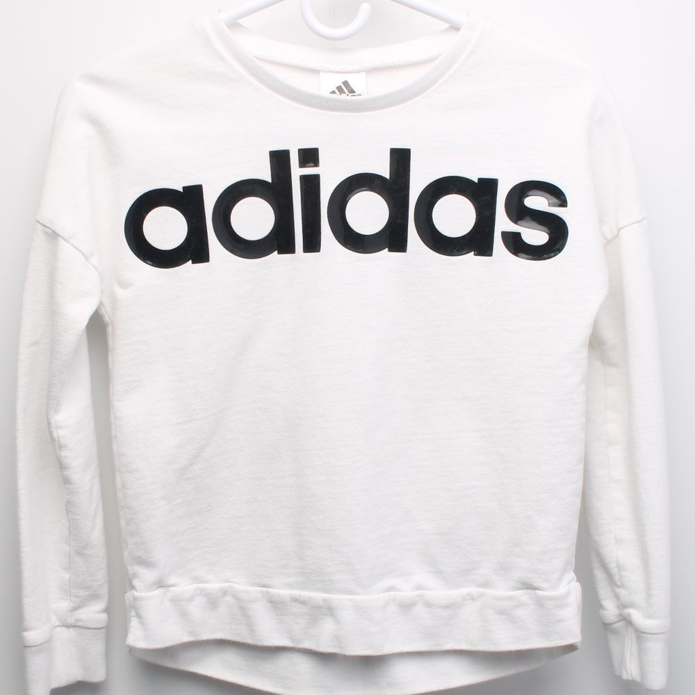 Adidas Sweatshirt Large Logo Girls Size L/G (14) White w/Black